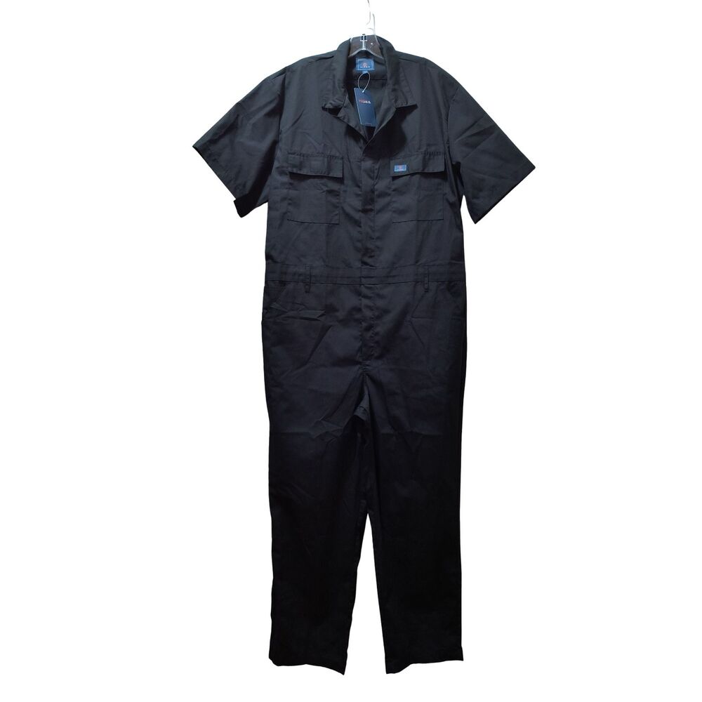 Hisea Work Coverall Men’s Large Black Short Sleeve Utility Jumpsuit Boilersuit